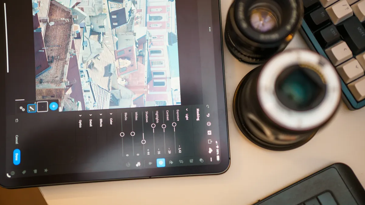 Best practices for editing generated SEO articles at scale — Digital Photo Editing Workspace with Tablet and Lens